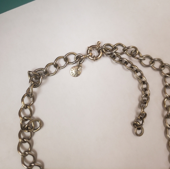 J. Crew, Navy tangerine glass rhinestone gold tone statement necklace - Picture 5 of 9